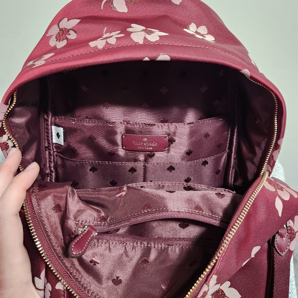 Kate Spade Red and White Floral Backpack/Weekender - Picture 7 of 9